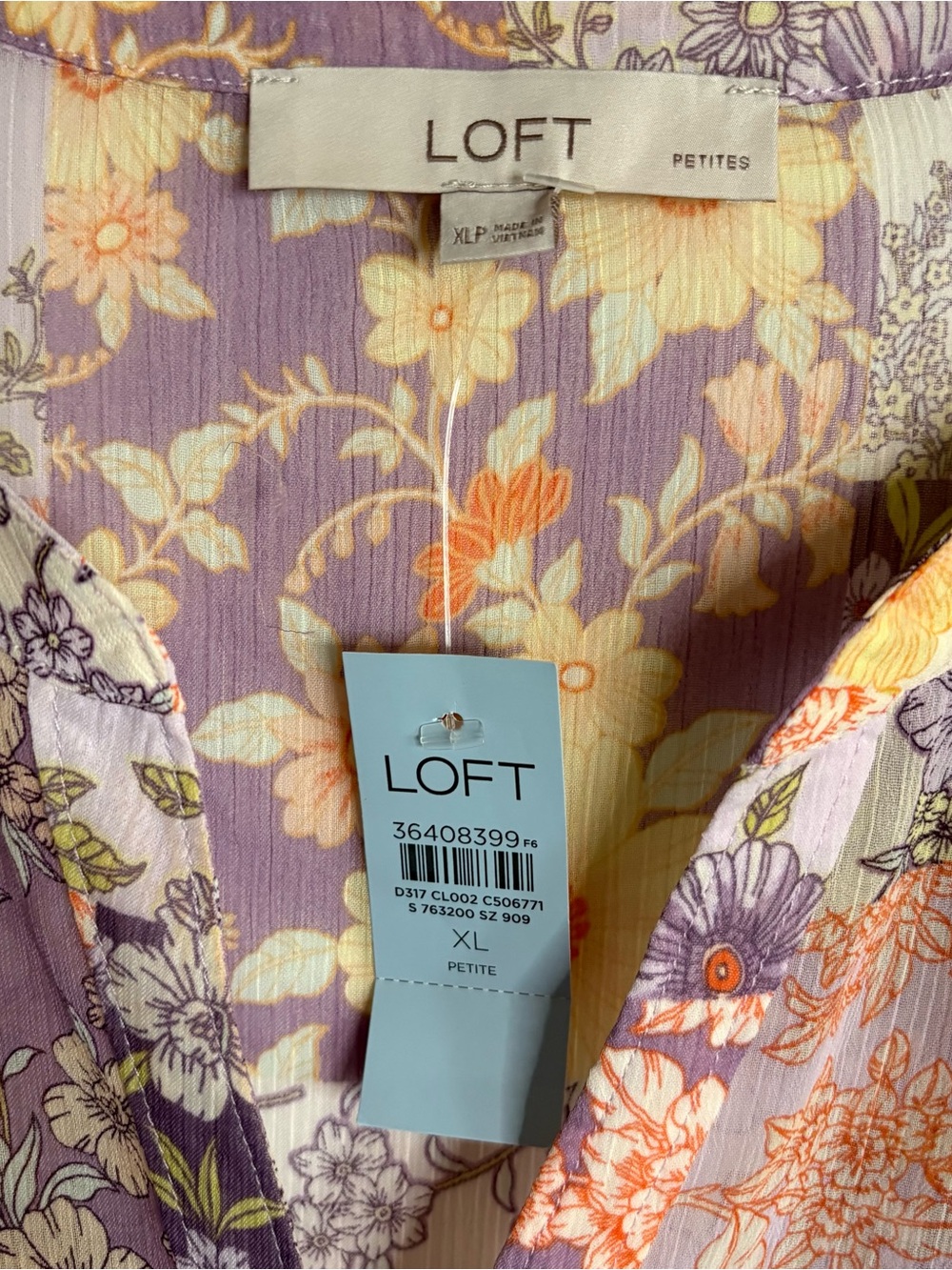 NWT LOFT XLP Floral Patchwork Chiffon Dress & Slip Boho Cottagecore Fairycore - Picture 7 of 9